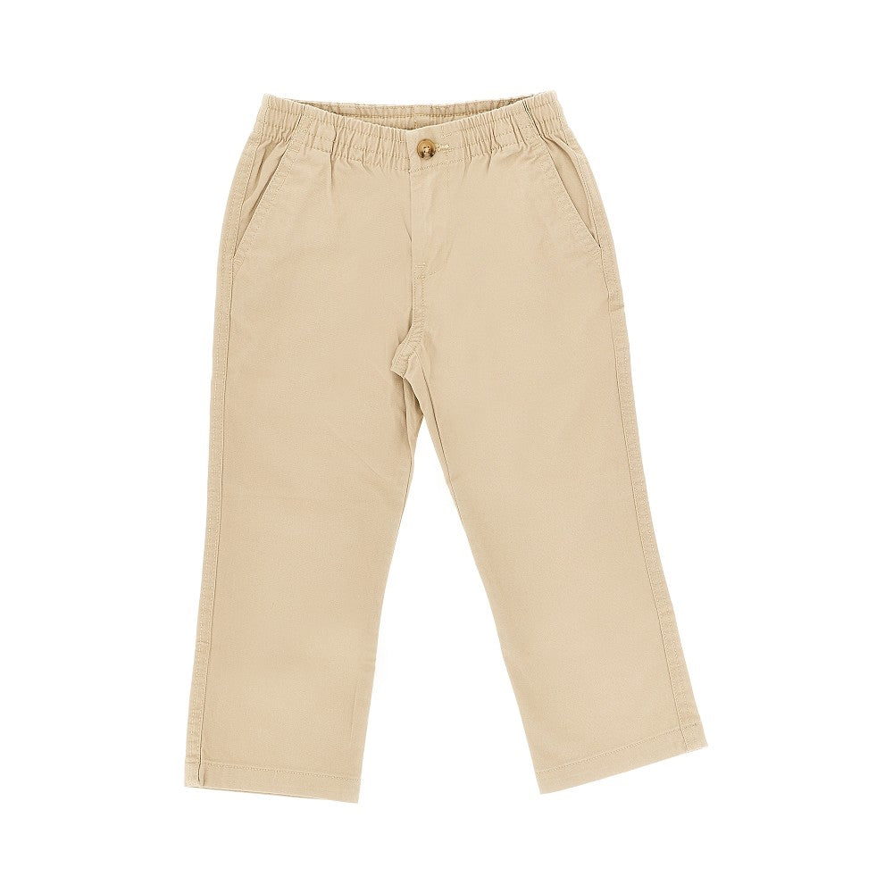 Stretch cotton pants with logo embroidery
