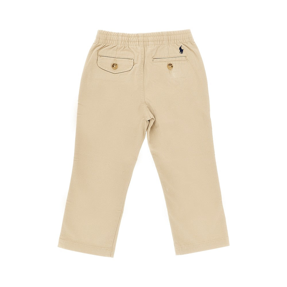 Stretch cotton pants with logo embroidery