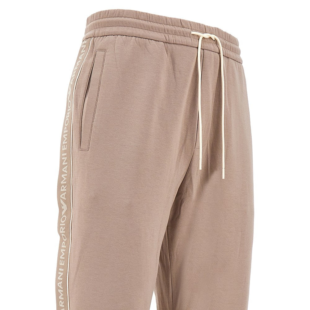 Joggers in double jersey con banda logata