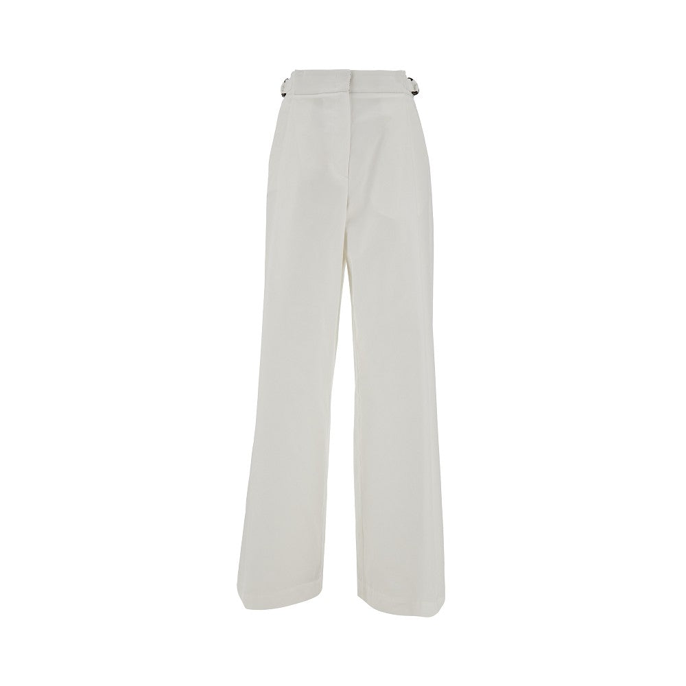Cotton-blend wide leg pants