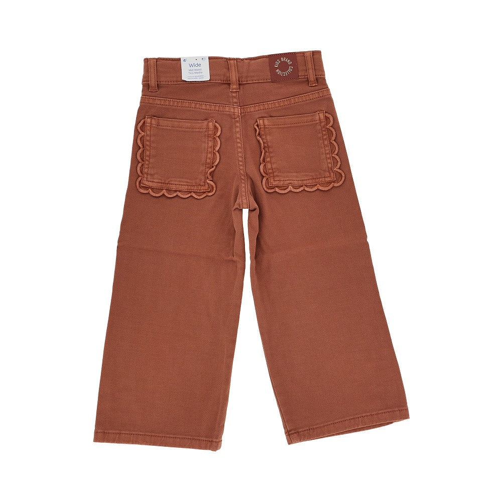 Wide leg twill pants