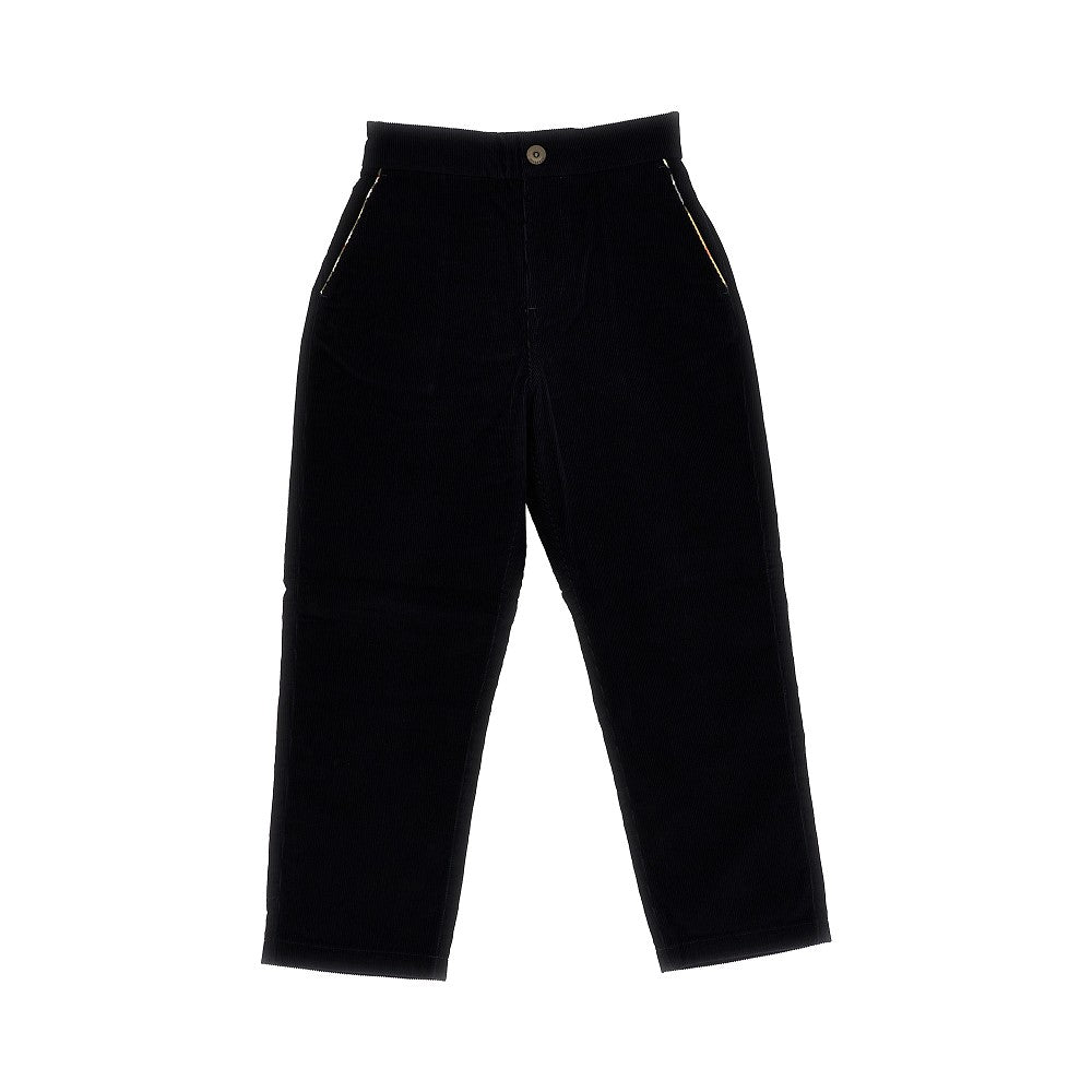 Pantalone in velluto con finiture Check