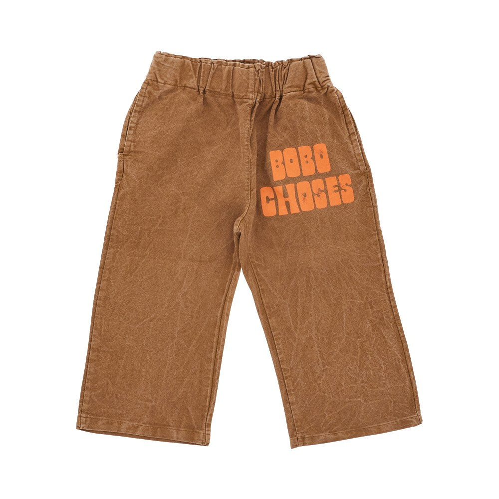 Logo print canvas pants
