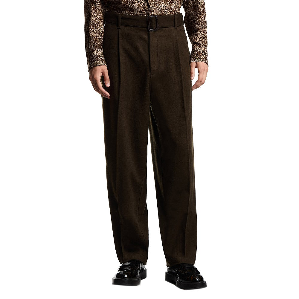Pantalone in lana e cachemire con cintura