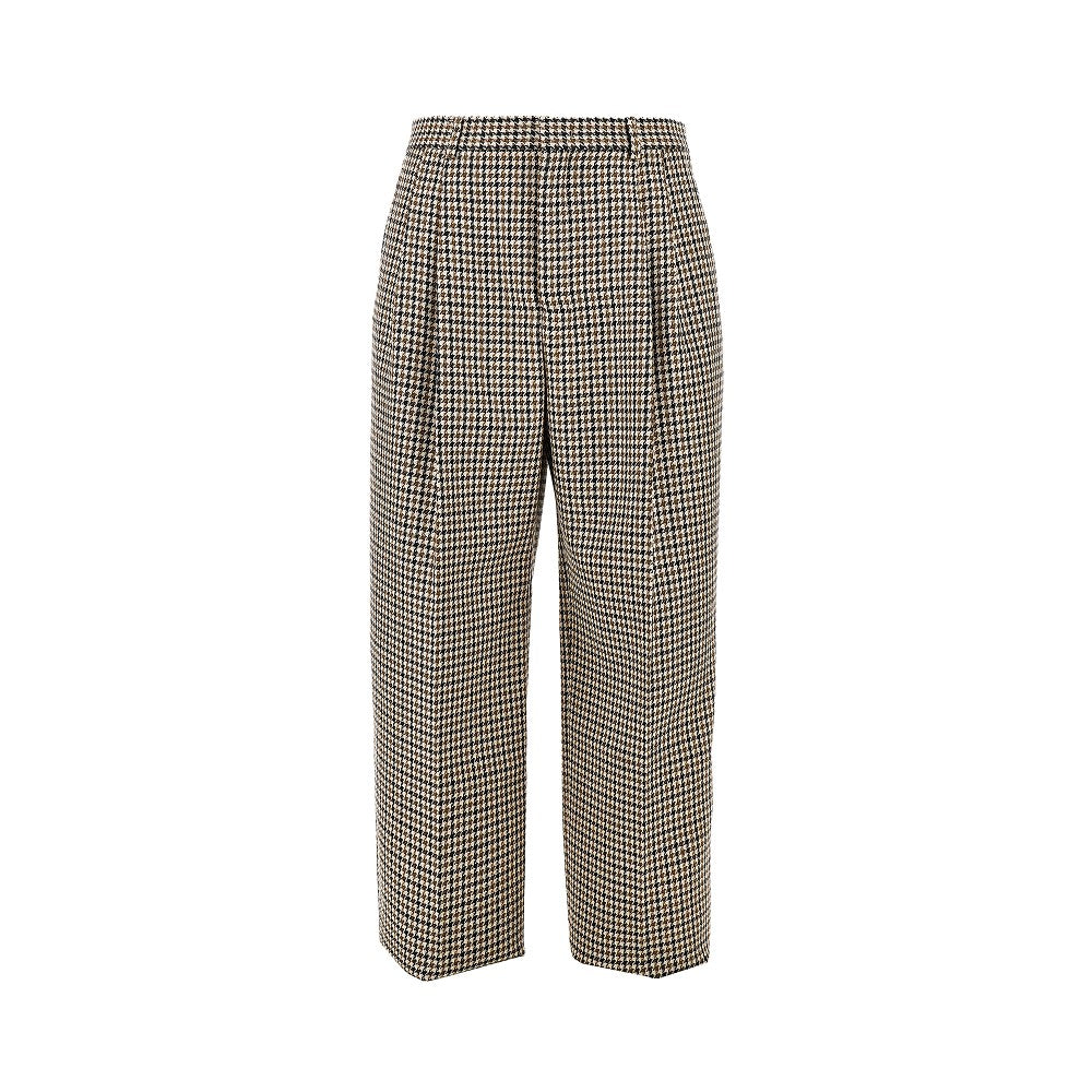 Check tweed pleated pants