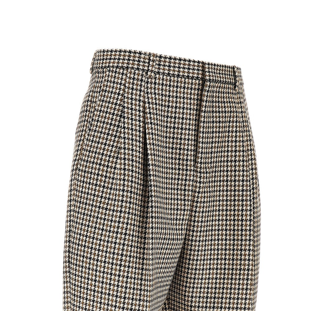 Check tweed pleated pants