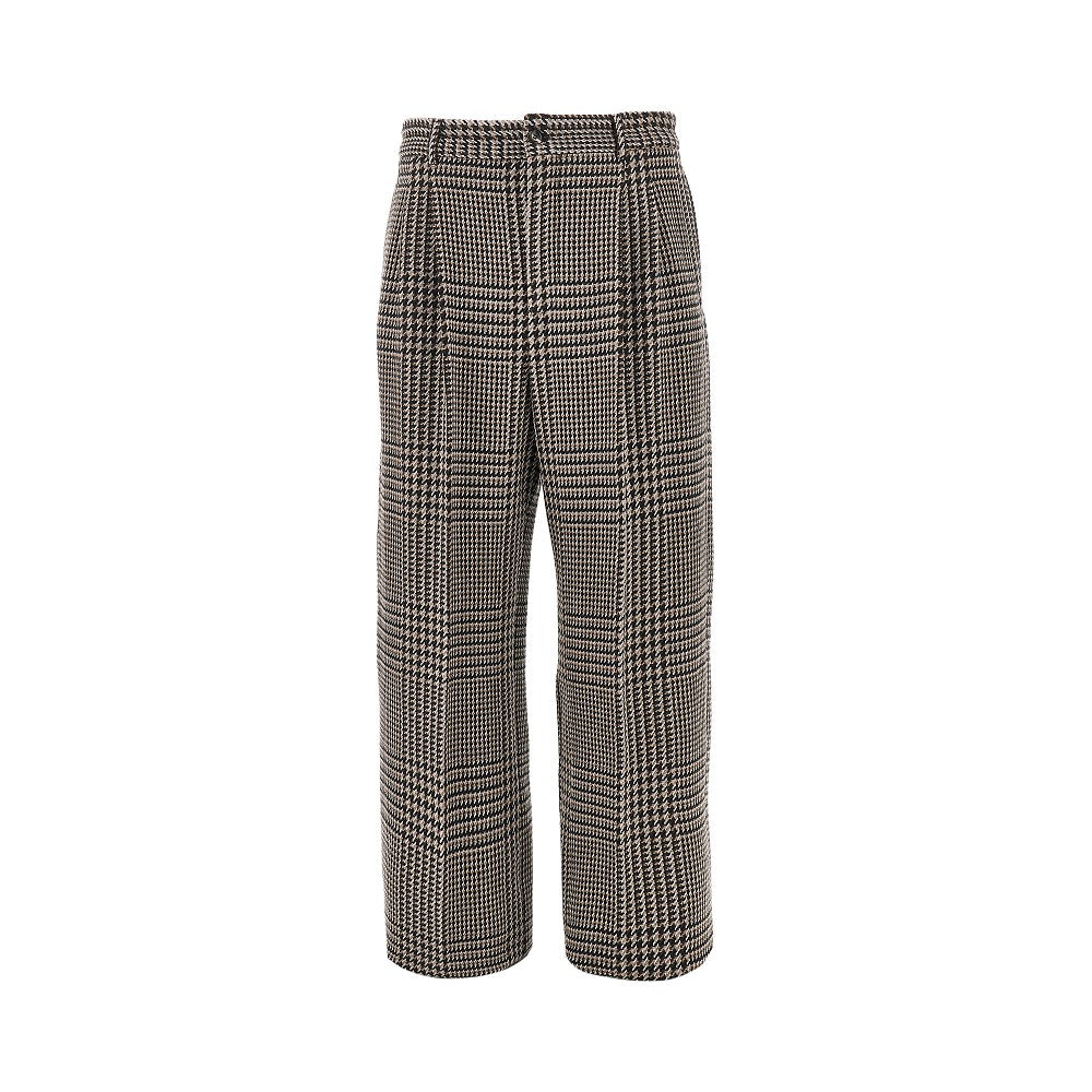 Houndstooth wool-blend tailored pants