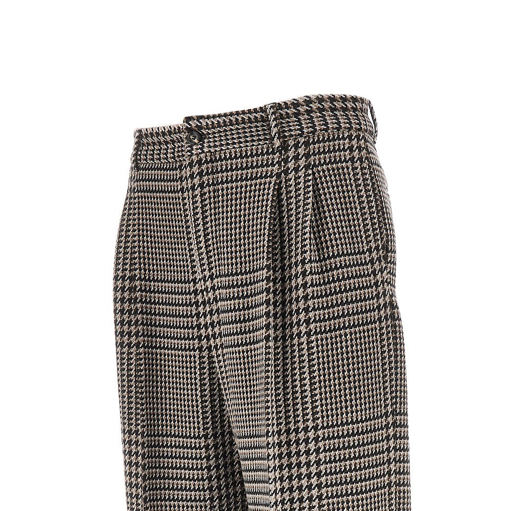 Houndstooth wool-blend tailored pants