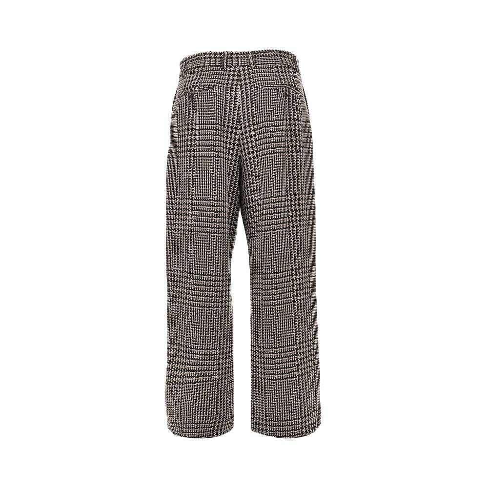 Houndstooth wool-blend tailored pants