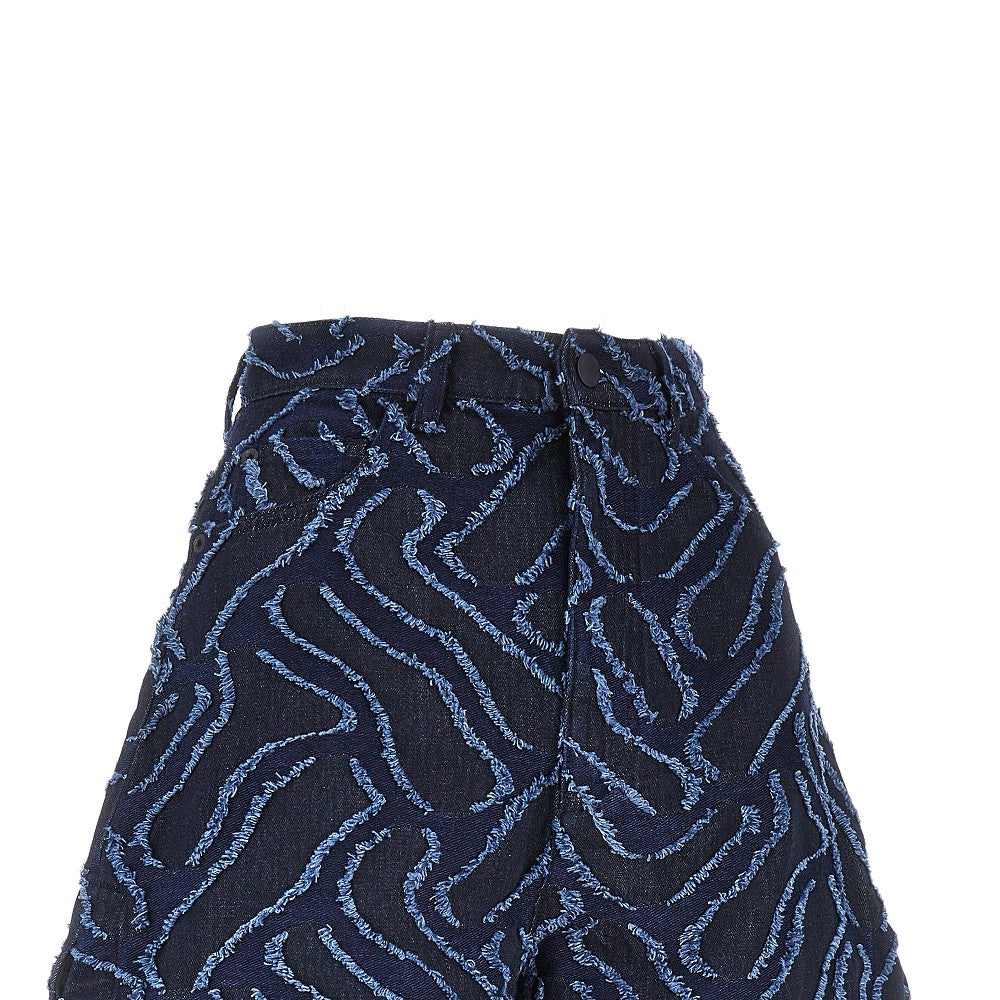 Jacquard denim shorts