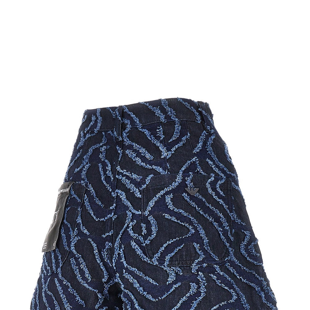 Jacquard denim shorts