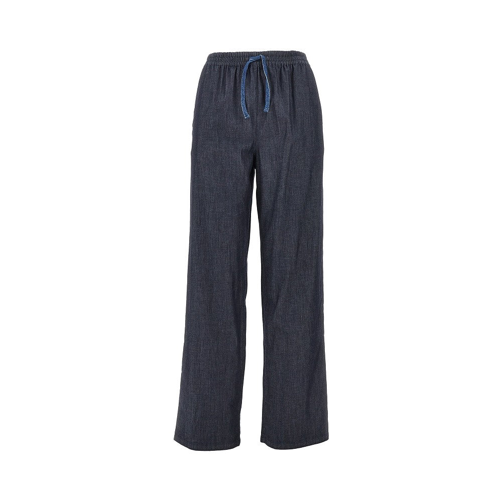 Lightweight denim pants with drawstring