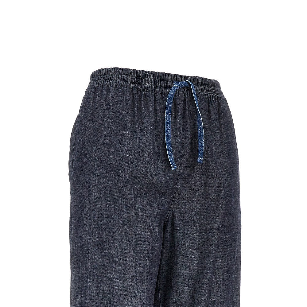 Pantalone in denim leggero con coulisse