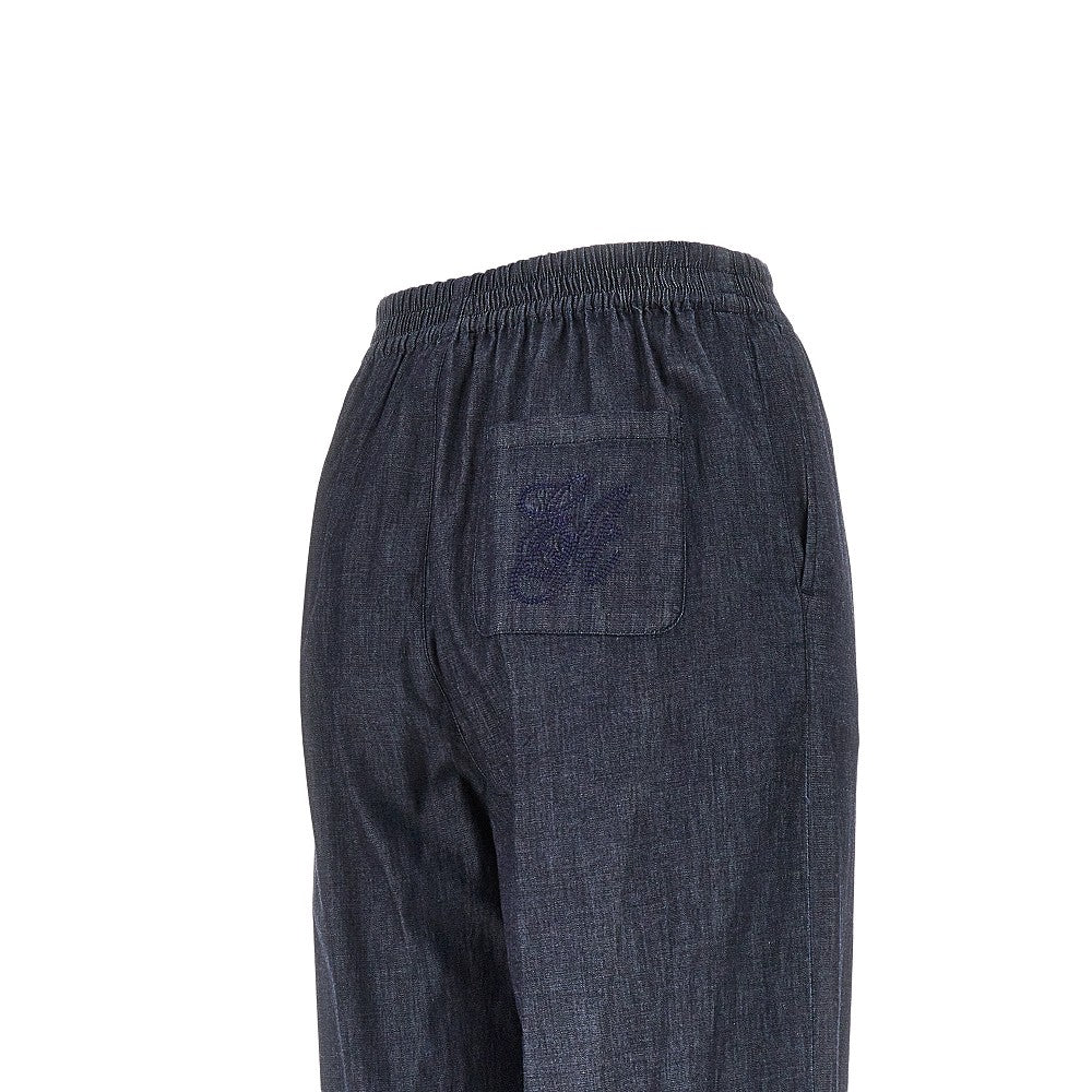 Pantalone in denim leggero con coulisse