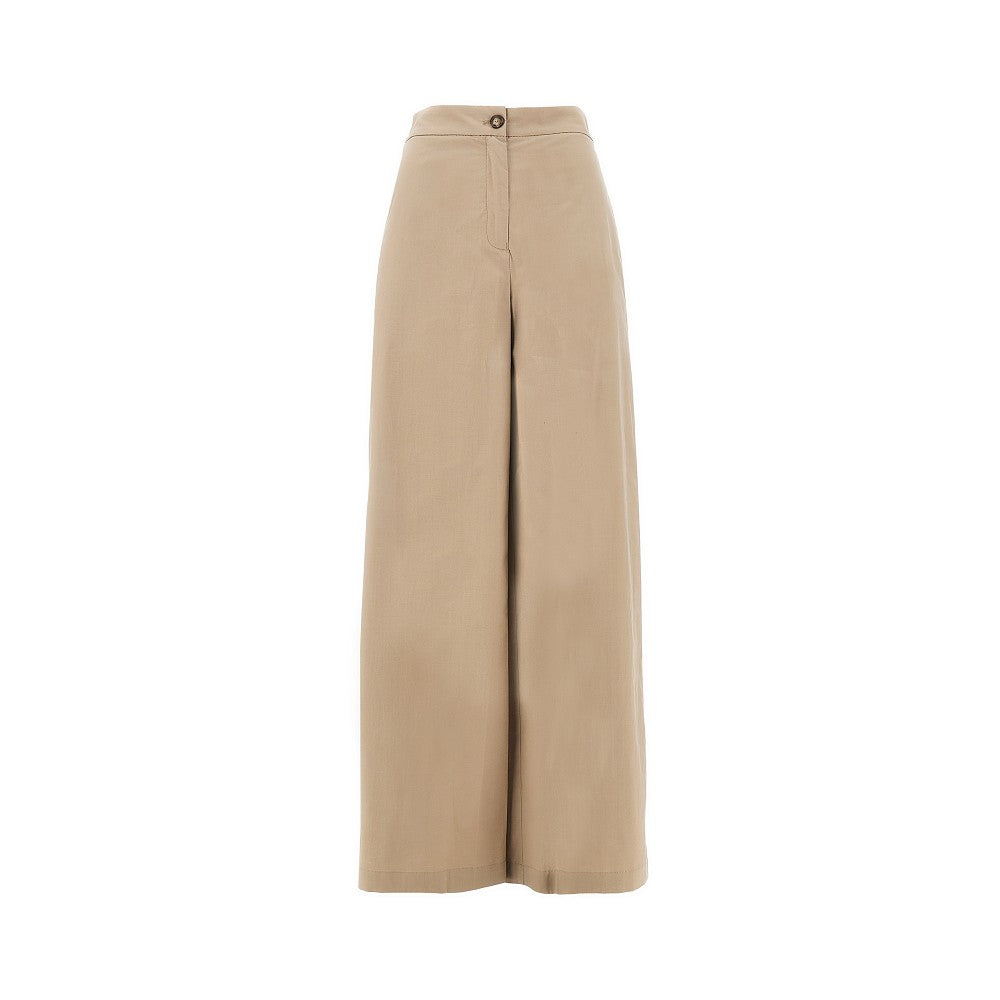 Stretch poplin wide leg pants