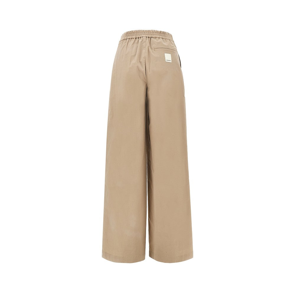 Stretch poplin wide leg pants