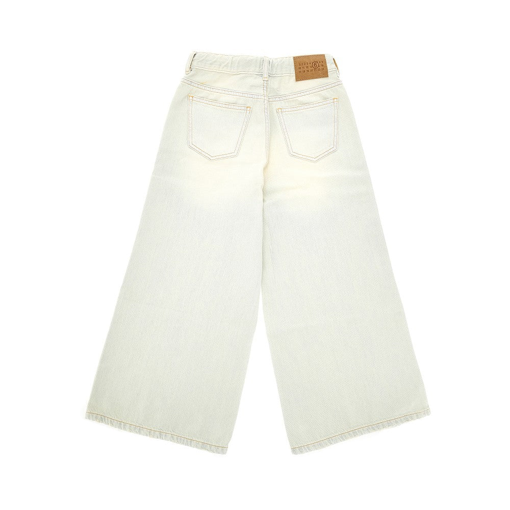 Wide leg jeans with drawstring