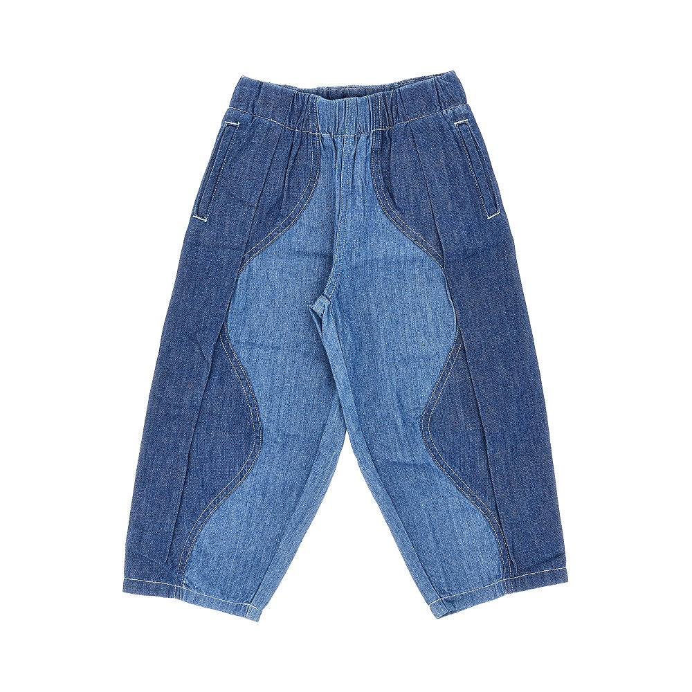 Denim pants with wavy motif