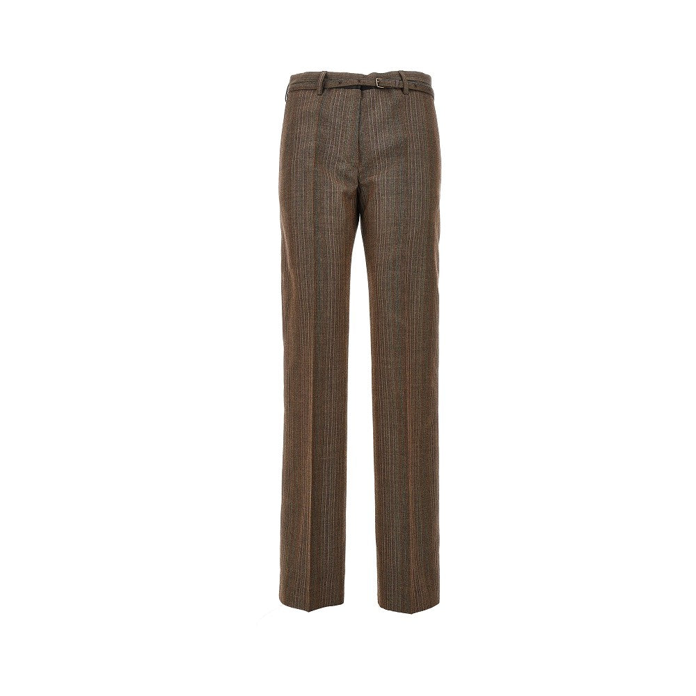Pantalone dritto in lana con cintura