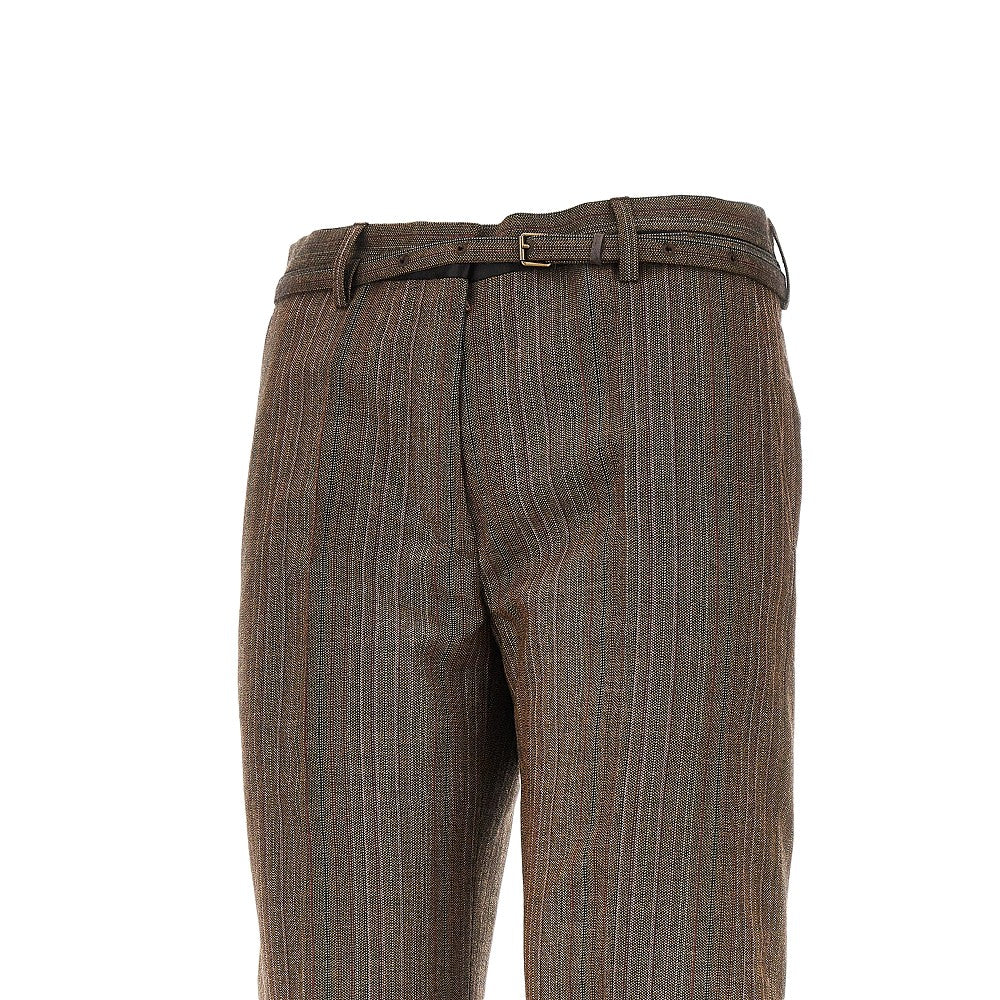 Pantalone dritto in lana con cintura