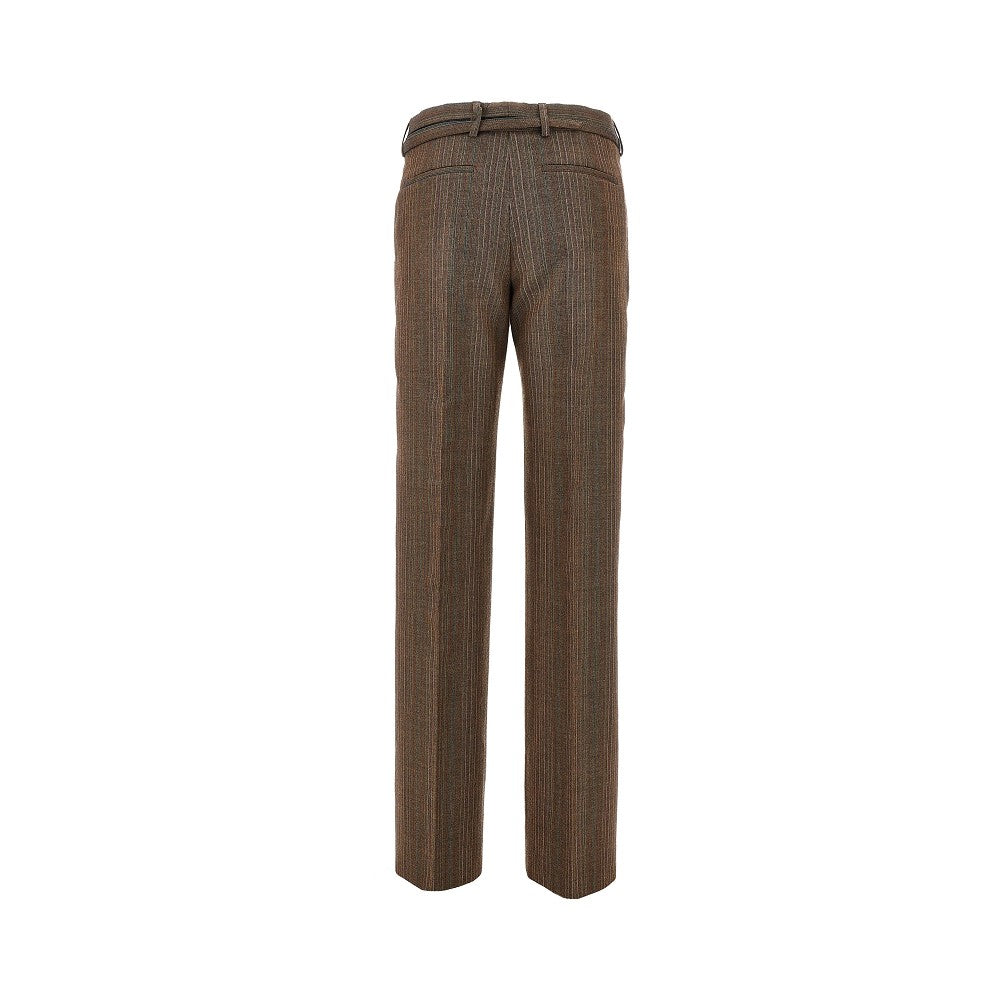 Pantalone dritto in lana con cintura