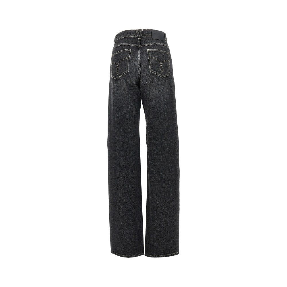 High-rise jeans with studs and crystals