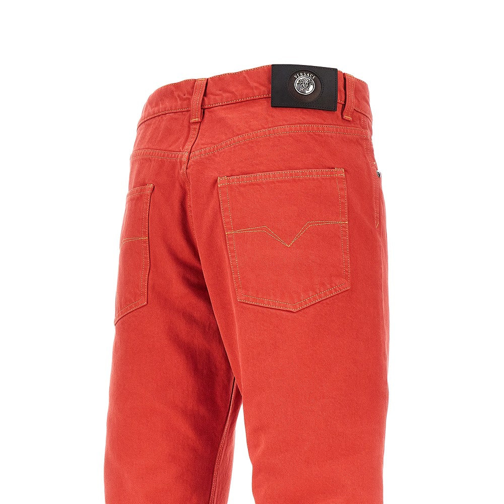 Coloured denim straight leg jeans