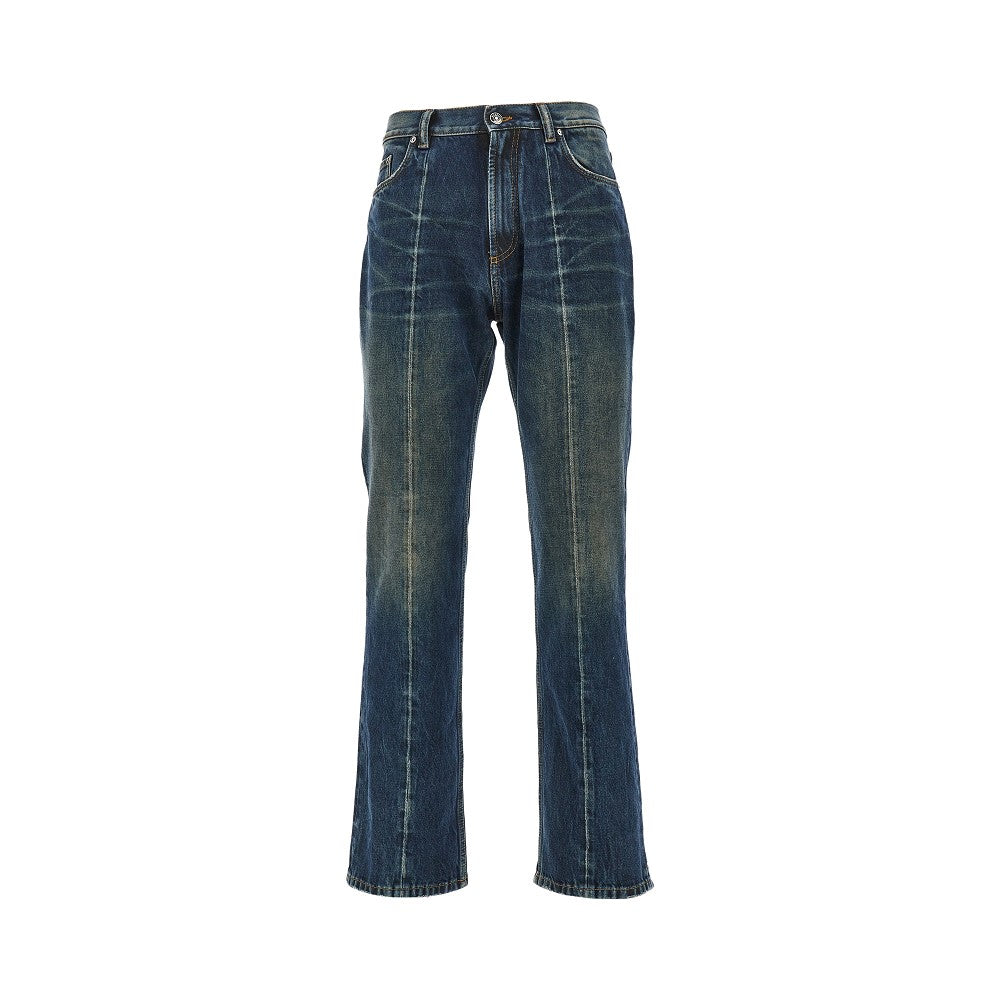 Straight leg distressed jeans