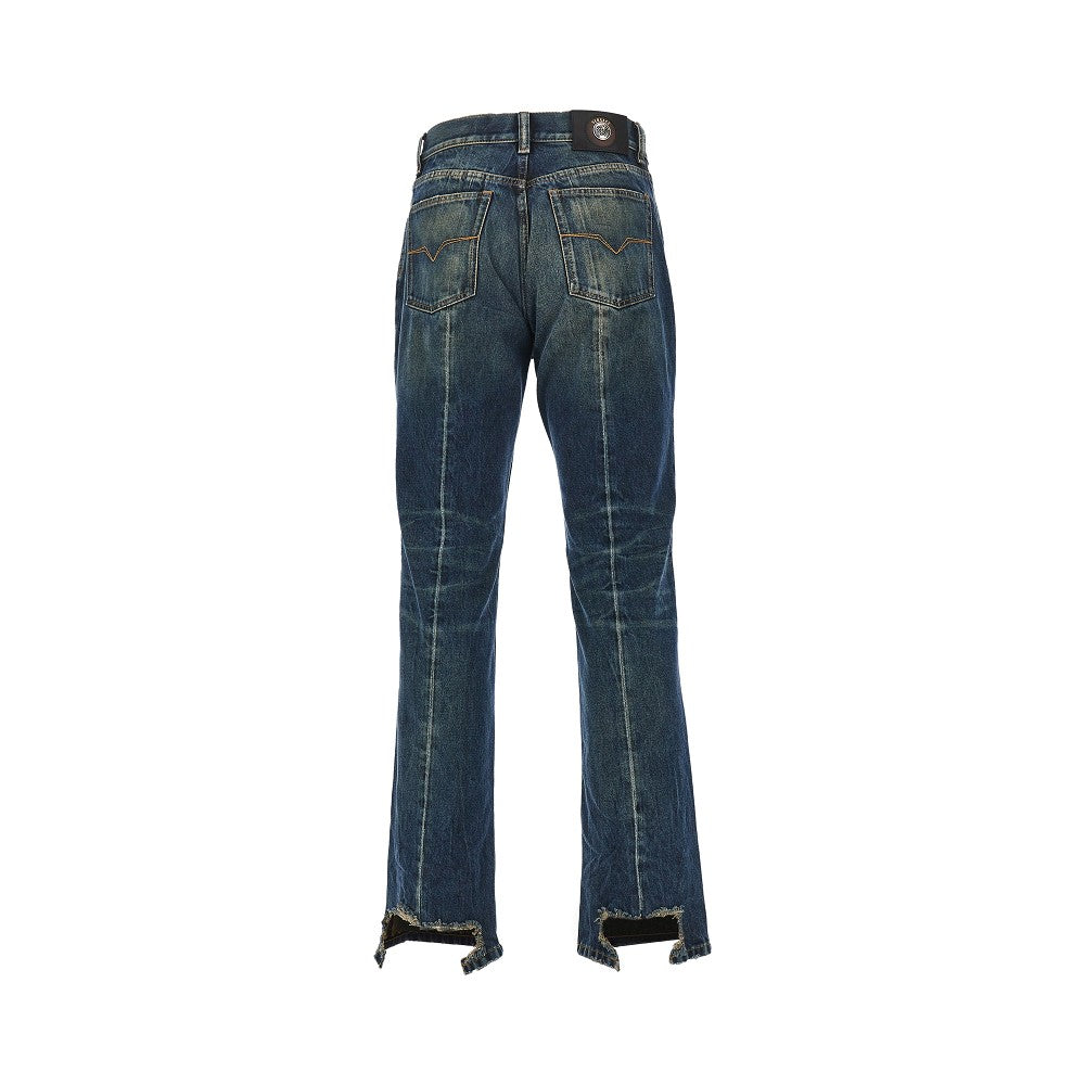 Straight leg distressed jeans