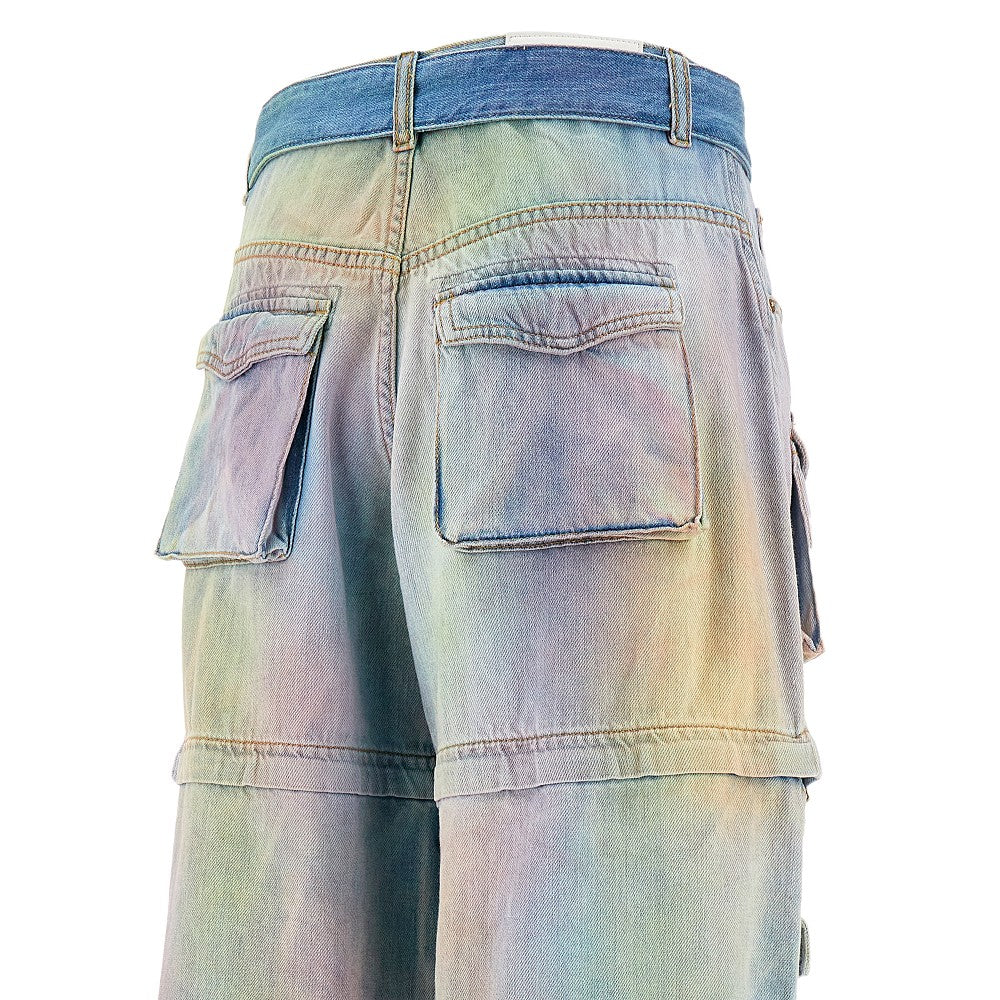 Pantalone cargo in denim dusty effect