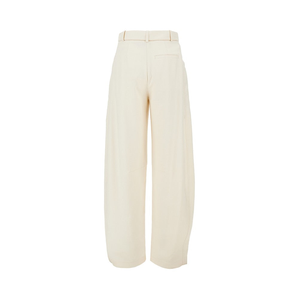 Panama fabric pants with belt