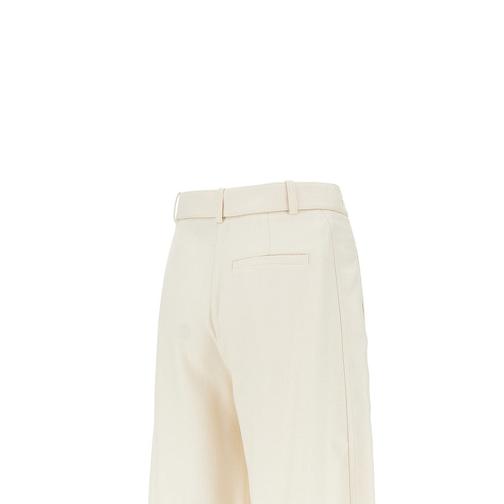 Panama fabric pants with belt