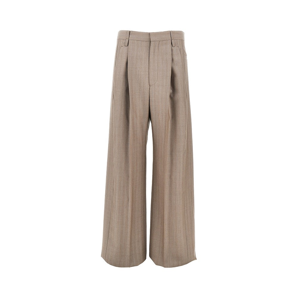Pleated waist wool pants