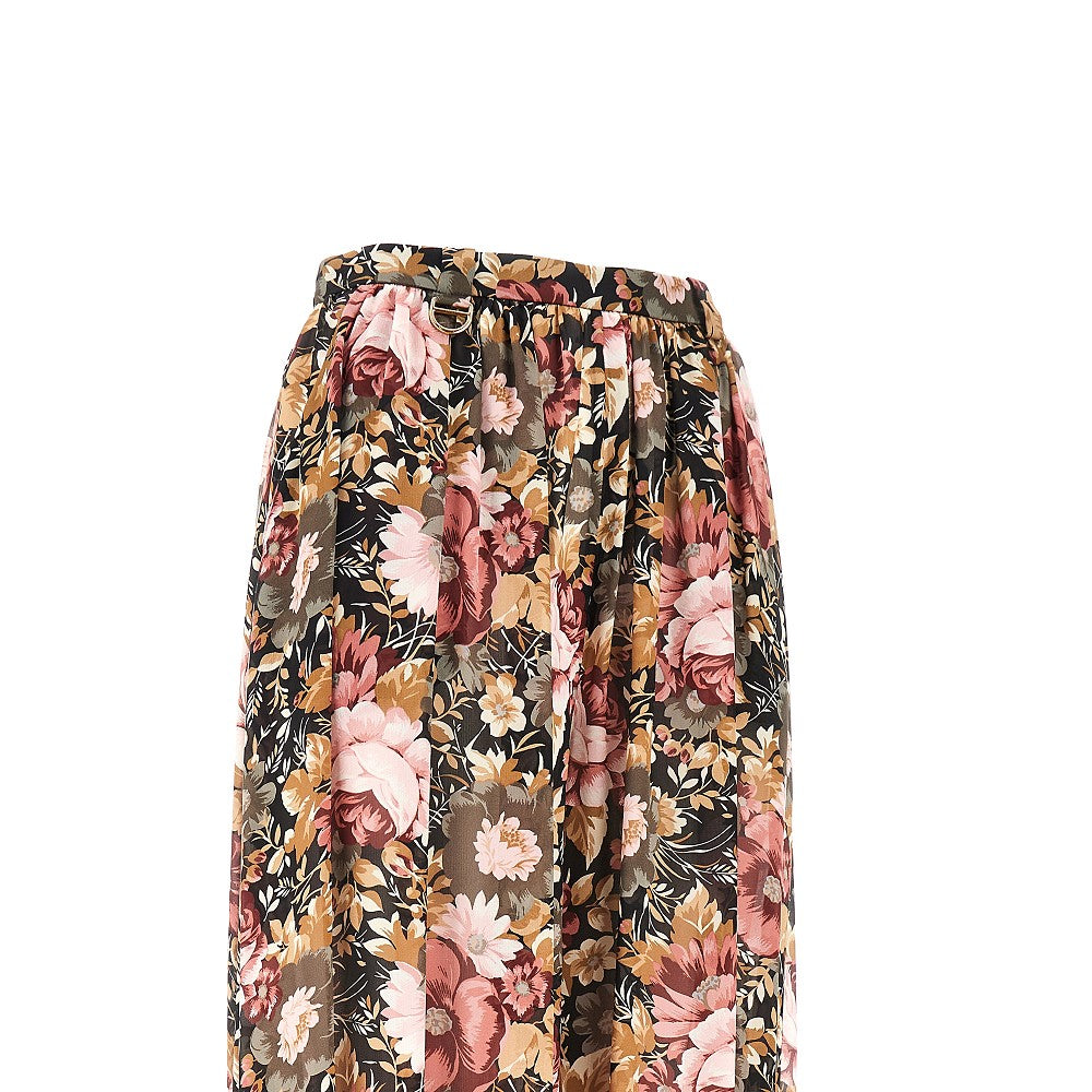 Floral silk charmeuse pants