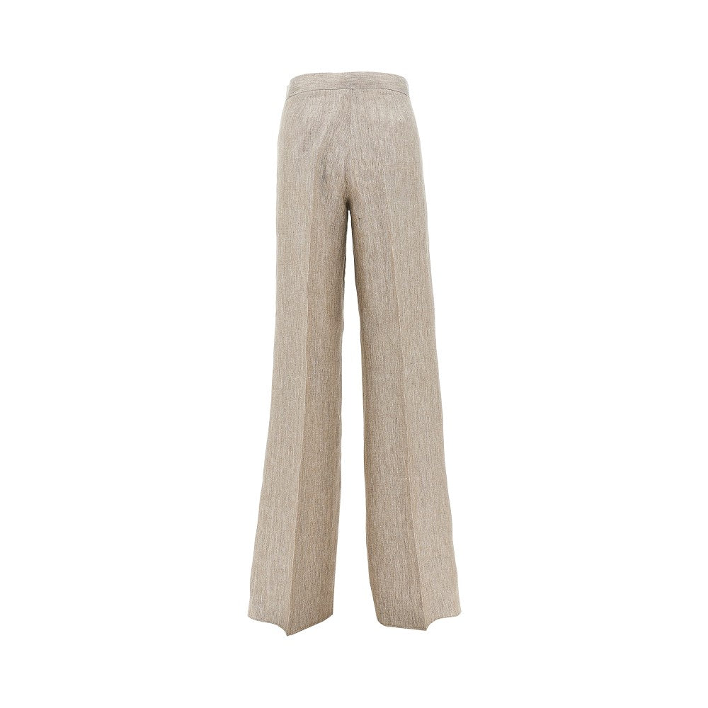 Pantalone in batavia di lino chevron