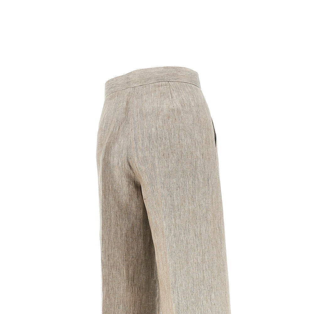 Pantalone in batavia di lino chevron