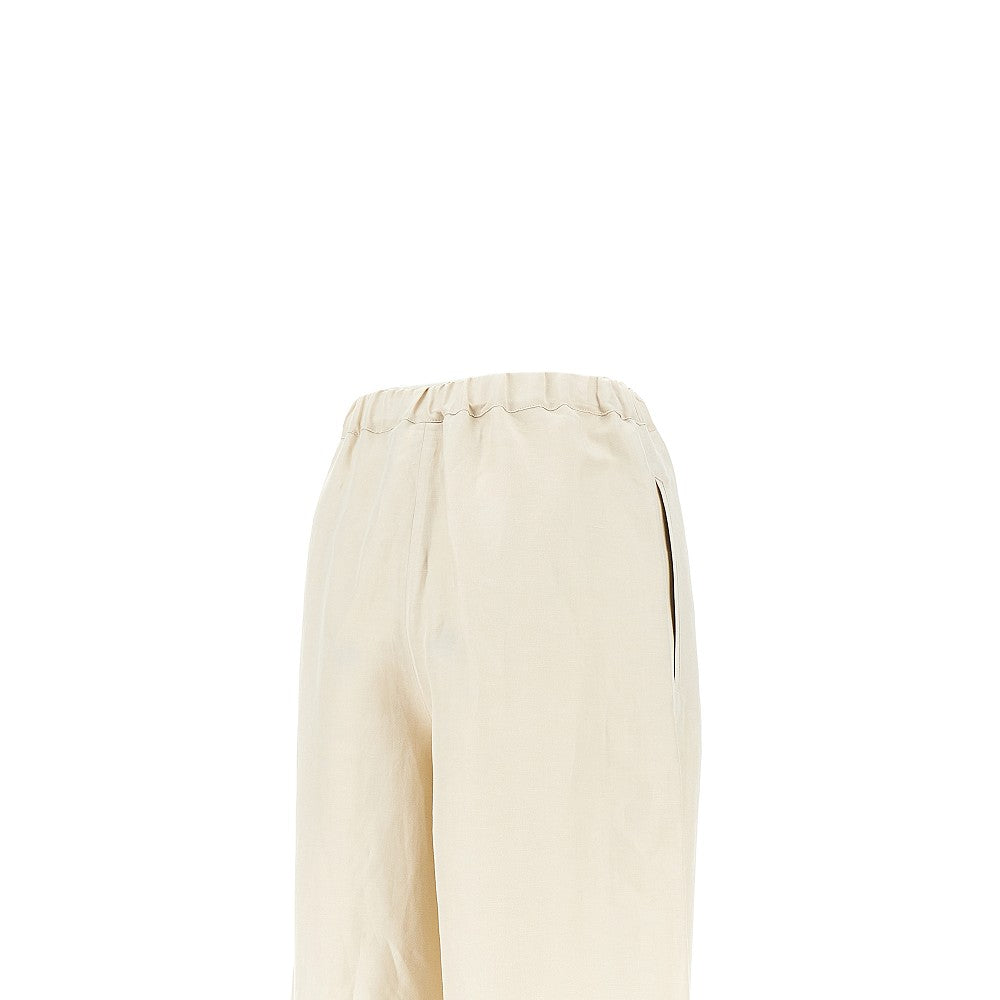 Linen and silk wide leg pants