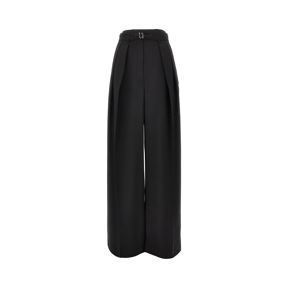 Wide leg wool pants with darts