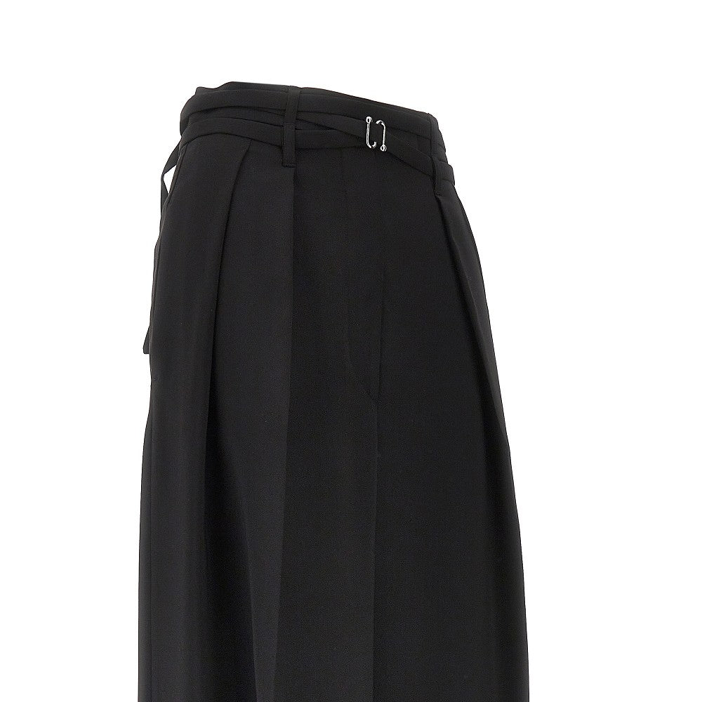 Pantalone ampio in lana con pinces
