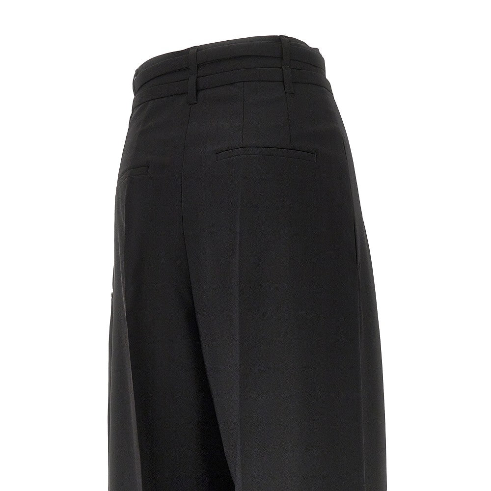 Wide leg wool pants with darts