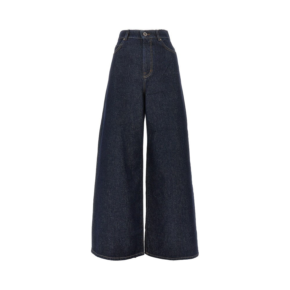 Cotton denim wide-leg jeans