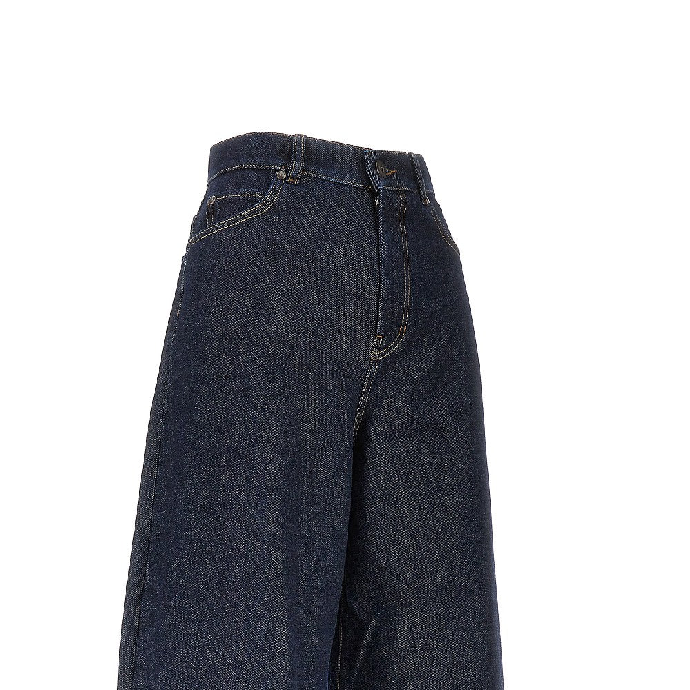 Cotton denim wide-leg jeans