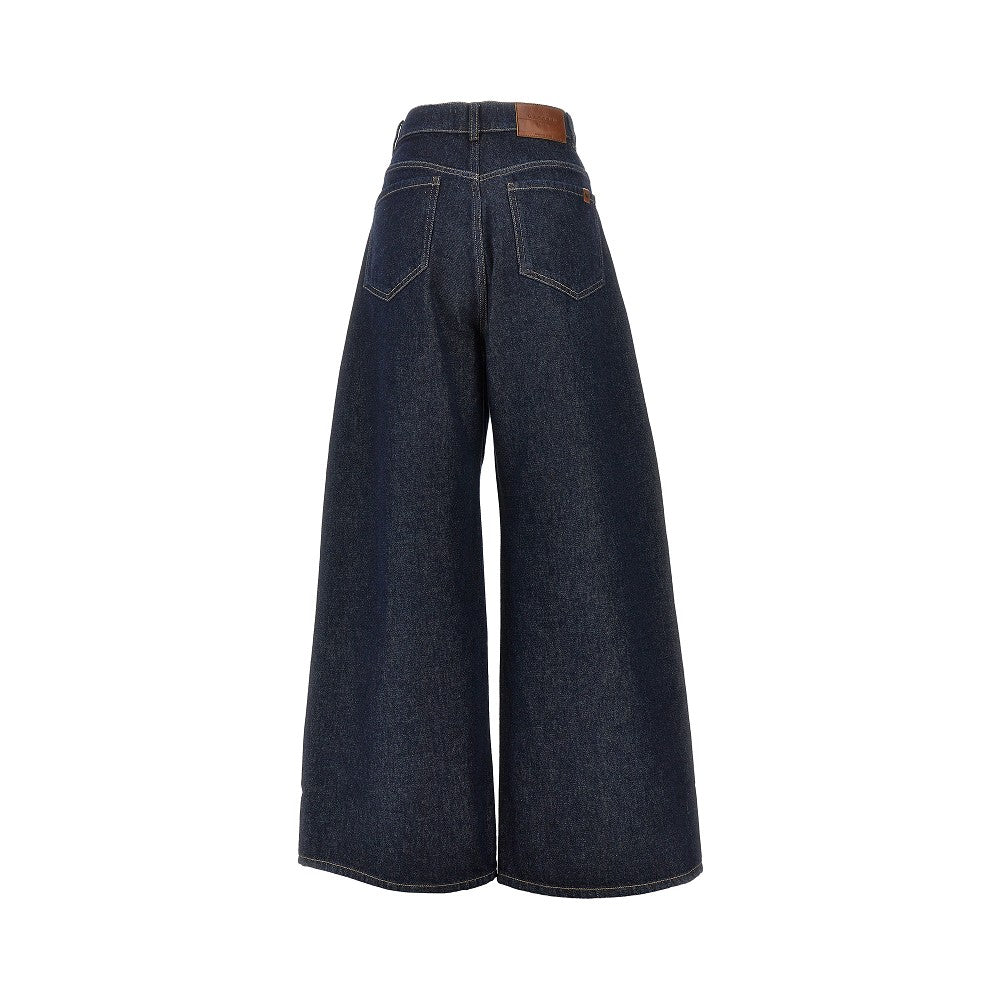 Cotton denim wide-leg jeans