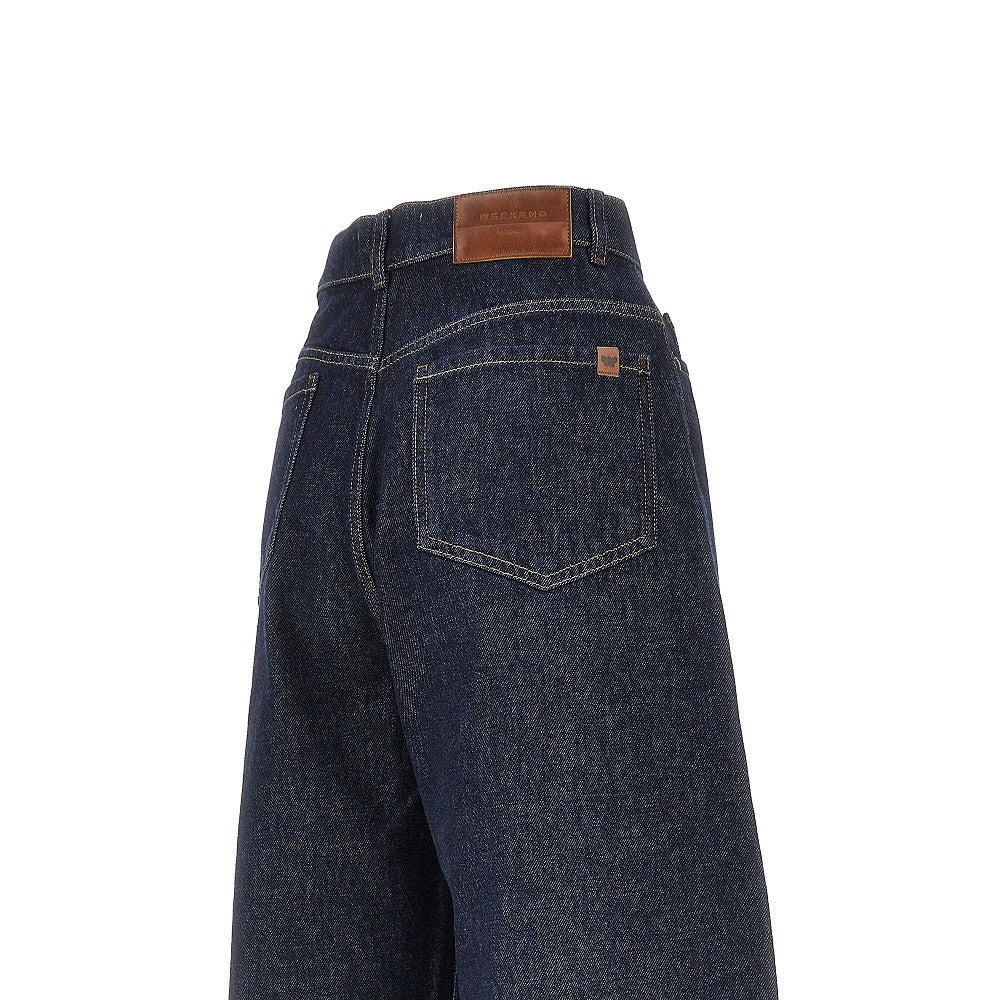 Cotton denim wide-leg jeans