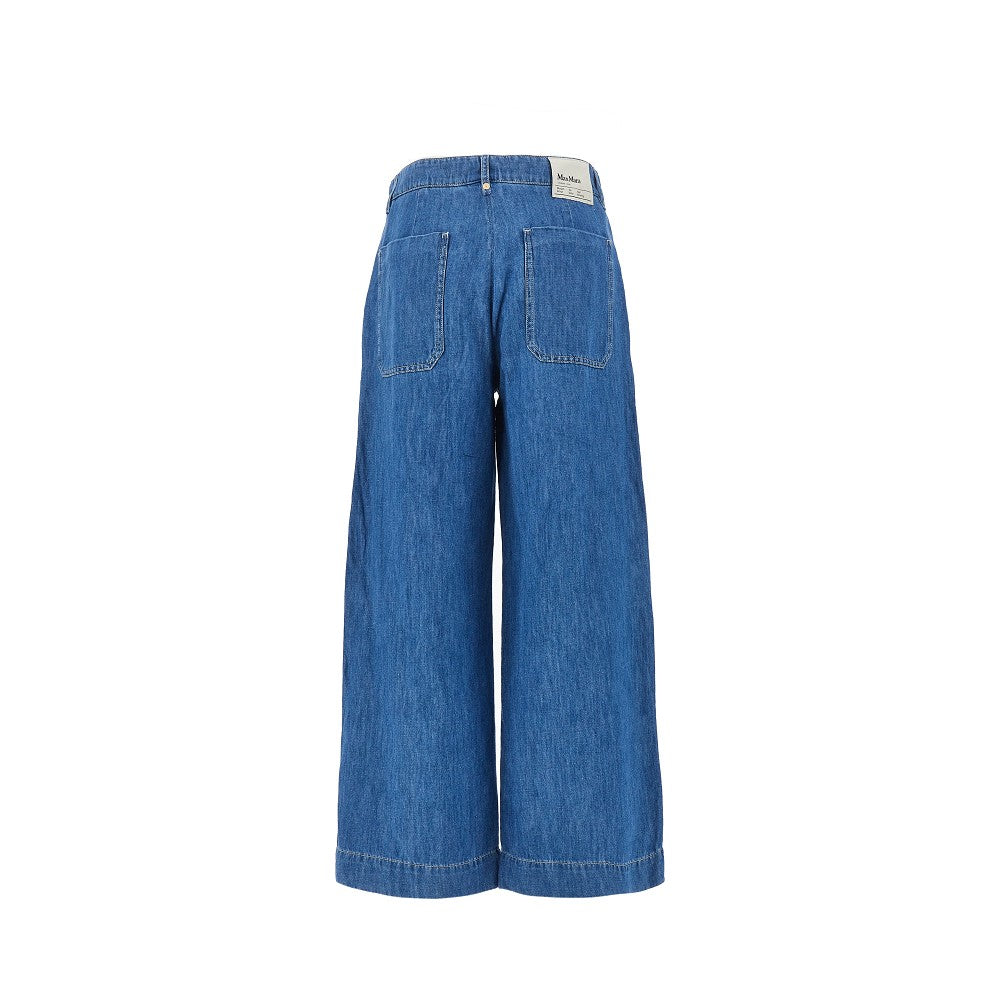 Pantalone in denim di cotone e lino