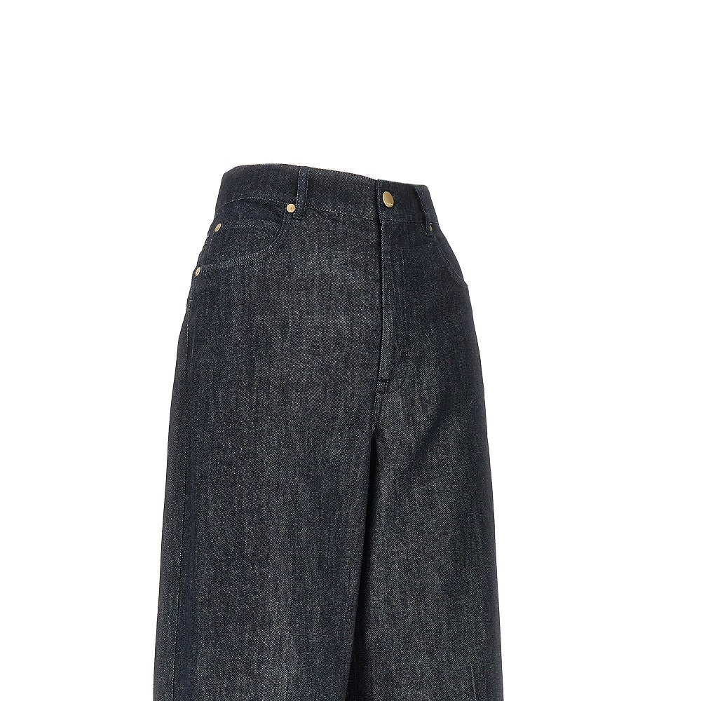 Kapok-blend denim wide leg jeans