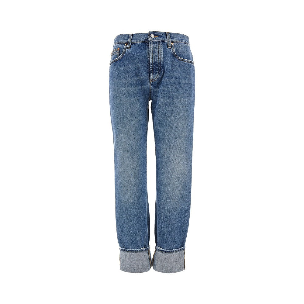 Jeans con risvolto e dettaglio Morsetto