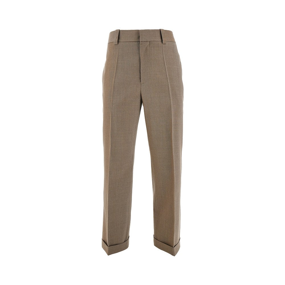 Pantalone cropped in twill di lana