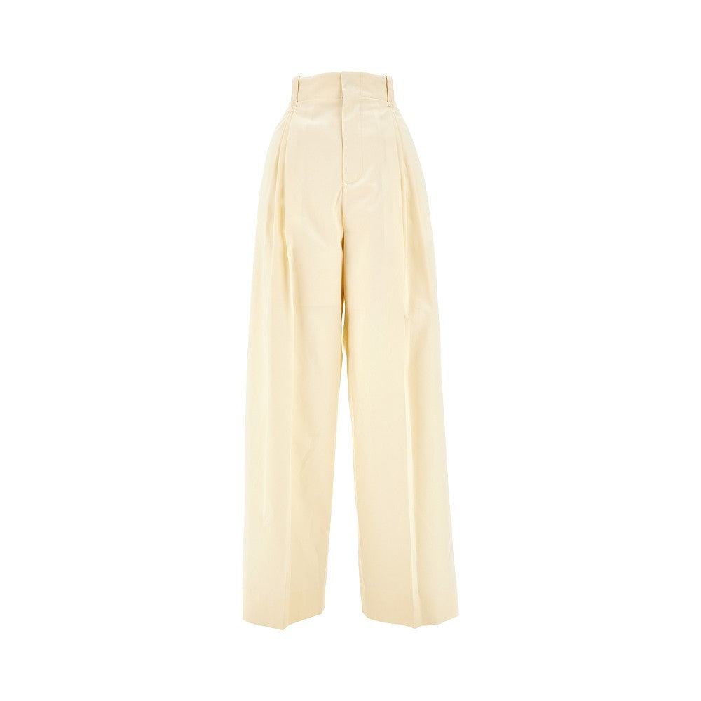 Cotton and silk wide leg pants