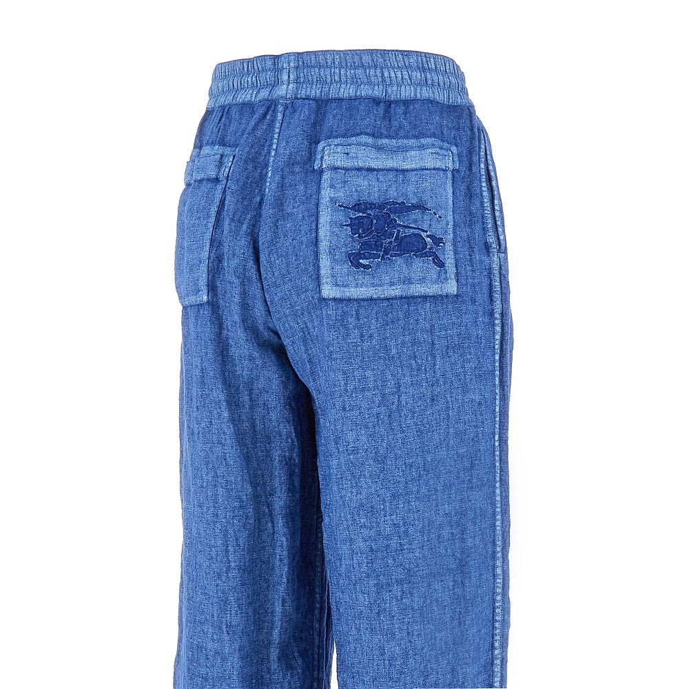 Pantalone in lino con motivo EKD